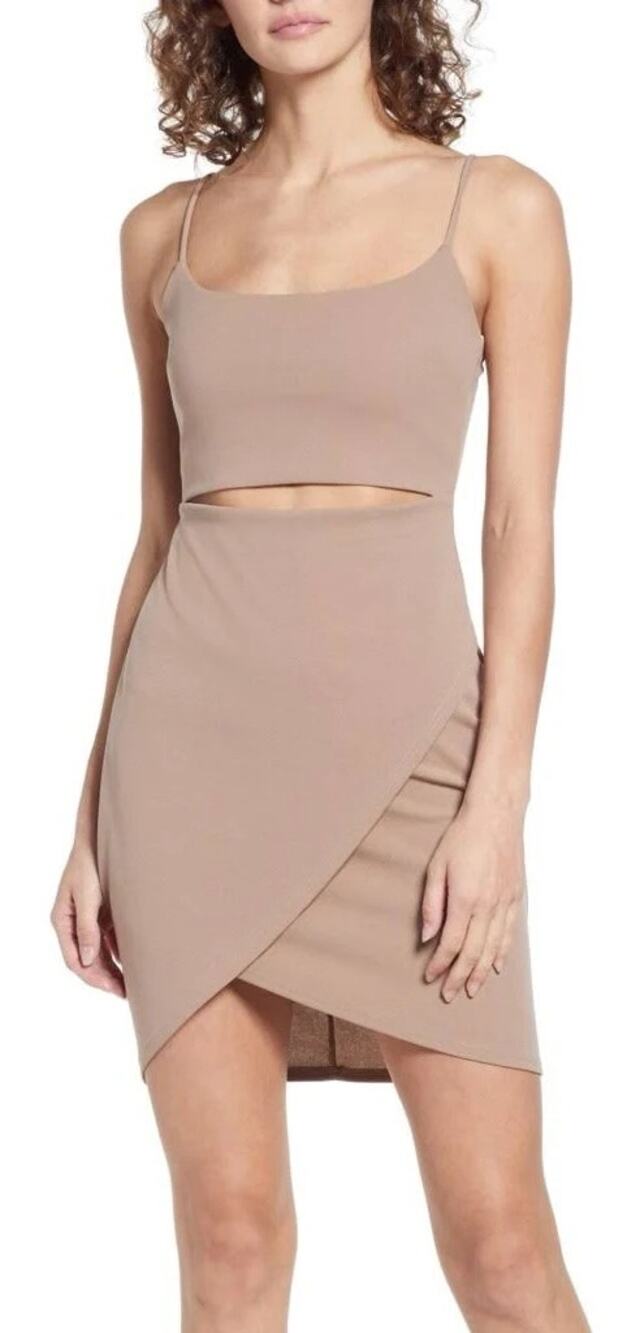 LULUS Nude Cutout On The Town Body-Con Minidress